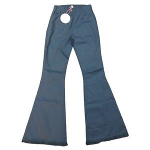 UMGEE Denim Blue Raw Edge Flair Pants Size Small